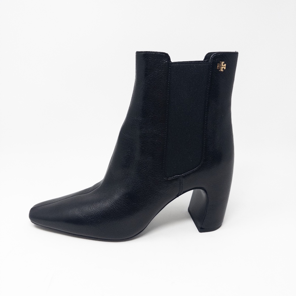 Tory Burch Black Leather Pointed Toe Chelsea Heeled Boots